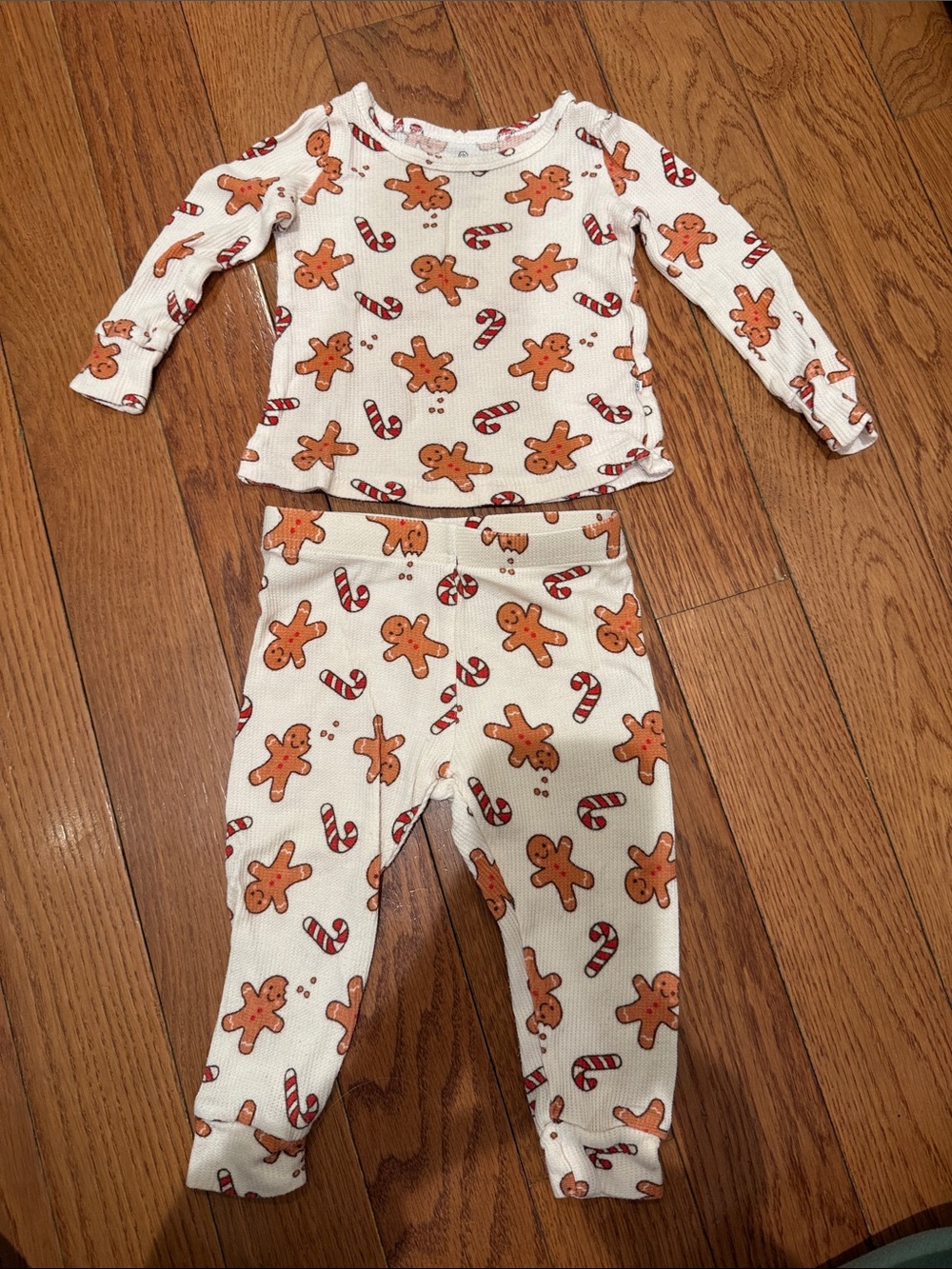Caden Lane Cream Gingerbread & Candy Cane Kids Pajama Set